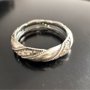 Pandora ALE 925 Twisted Pavé CZ Ring Sterling Silver Stackable Band
